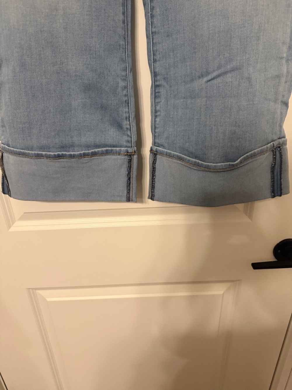 White House Black Market Light Blue Wide Crop Jeans with Cuffed Hem - Picture 7 of 9